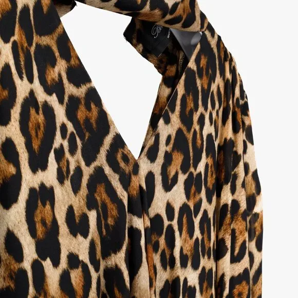 Blumarine PF/21 Leopard-Print Cut-Out Pleated Mini Dress - Picture 9 of 12